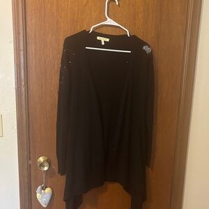 Elegant Blk Women's Cardigan szM DkAcademia, witchy, core Y2K lace and beading